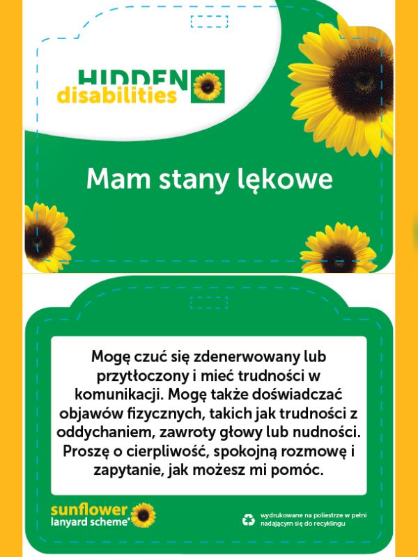 Identyfikator dla osoby z zaburzeniami lękowymi ze smyczą i etui 