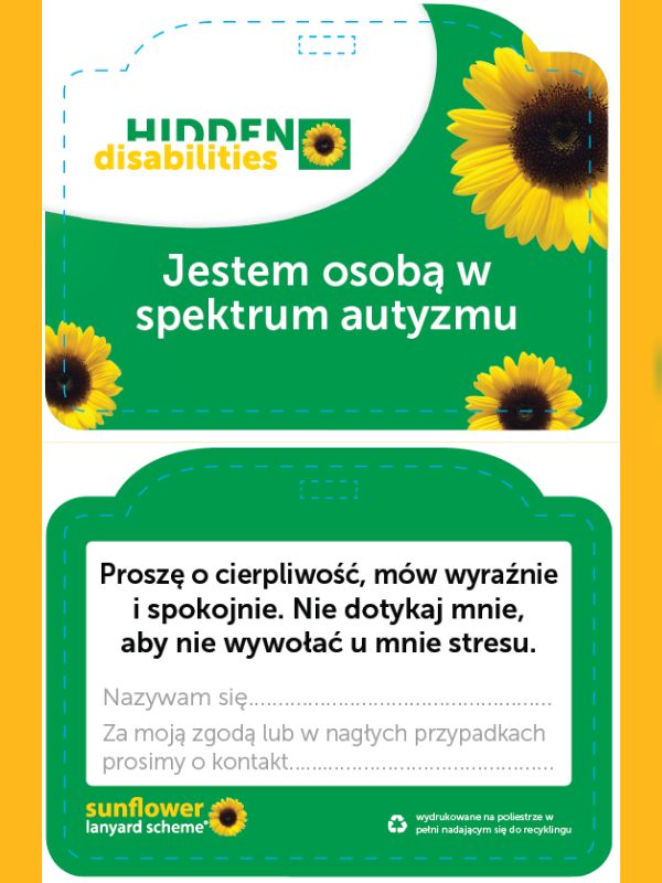 Identyfikator dla osoby z zaburzeniami lękowymi ze smyczą i etui 