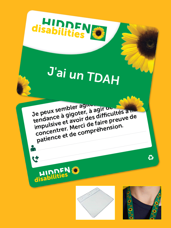 Carte d'identité TDAH & cordon avec pochette