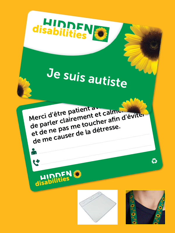 Carte d'identité autiste & cordon avec pochette