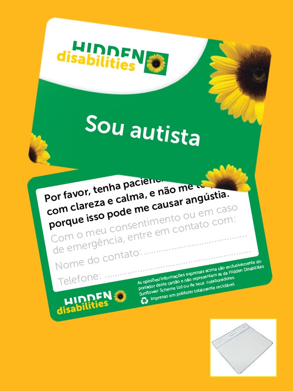 Cartão de Identificação Autista e Crachá com Capa