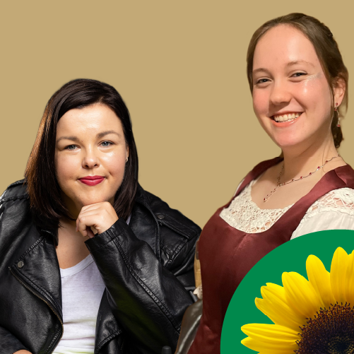 Two women with a Sunflower icon 