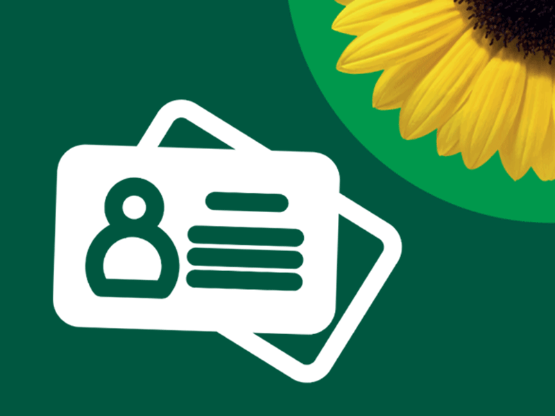 Personalised card on a green background