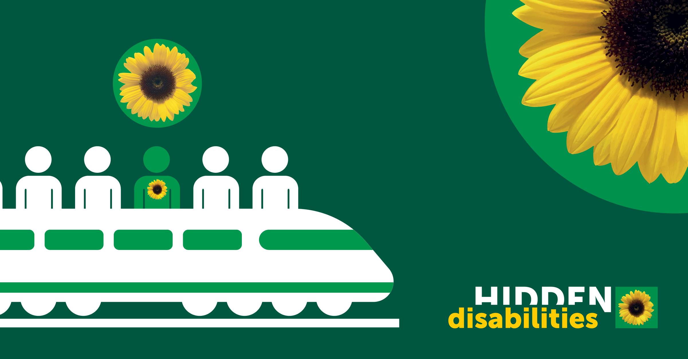 Train oin a green background with Sunflower lanuard