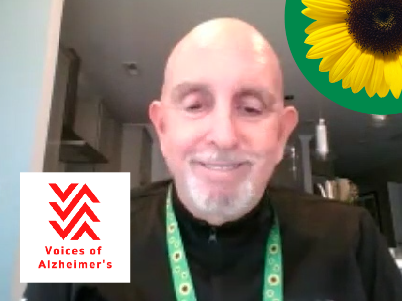 Photo of Jay Reinstein and the Voice of Alzheimer's logo