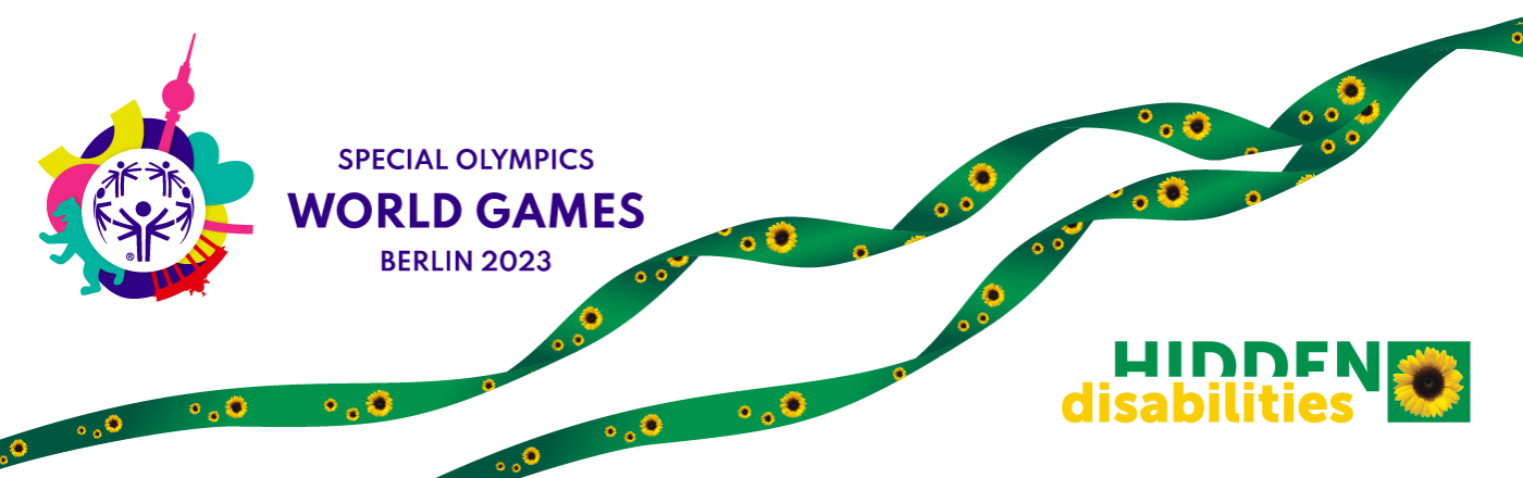 Speciaal Olympics Berlin-logo met groen Sunflower-lint en HD SUnflower-logo