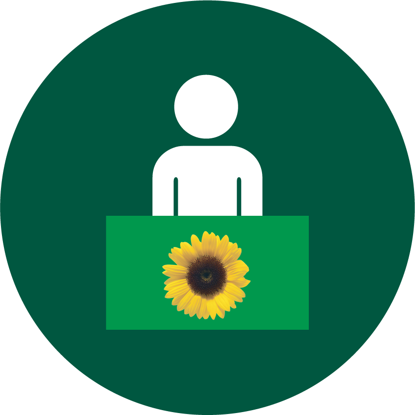 Person behind Sunflower table