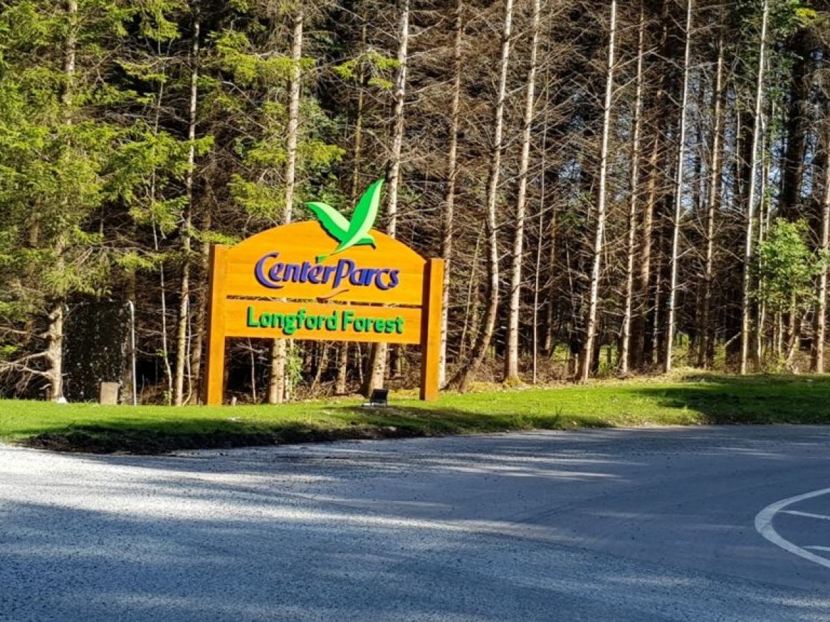 The entrance road to Centre Parks Longford Forest.