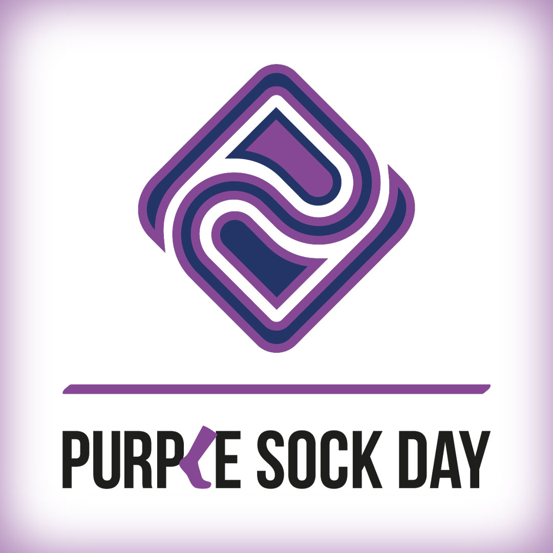 Purple sock logo.