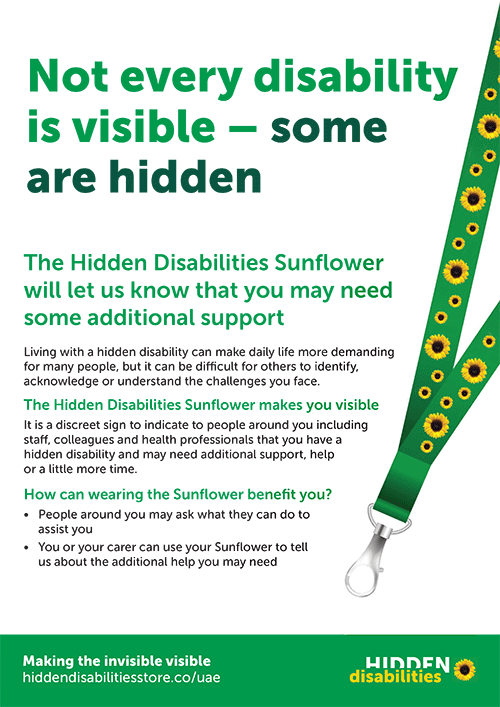 hidden Disabilities Sunflower poster wit Sunflower lanyard