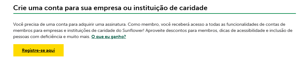 Captura de tela da criação da conta empresarial