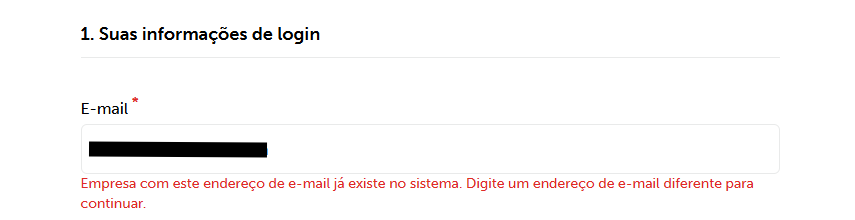 captura de tela da mensagem de erro